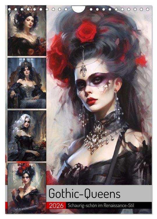 Produktbild: Gothic-Queens. Schaurig-sch&ouml;n im Renaissance-Stil (Wandkalender 2026 DIN A4 hoch), CALVENDO Monatskalender