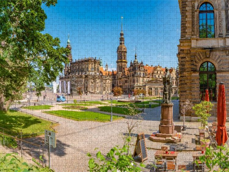 Produktbild: CALVENDO Puzzle Dresden, Theaterplatz und Kathedrale Sanctissimae Trinitatis | 1000 Teile Lege-Gr&ouml;&szlig;e 64x48cm Foto-Puzzle f&uuml;r gl&uuml;ckliche Stunden