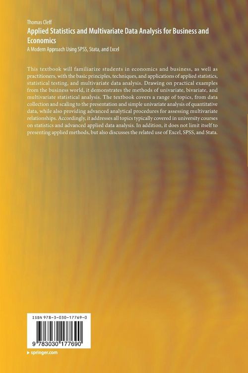 Produktbild: Applied Statistics and Multivariate Data Analysis for Business and Economics
