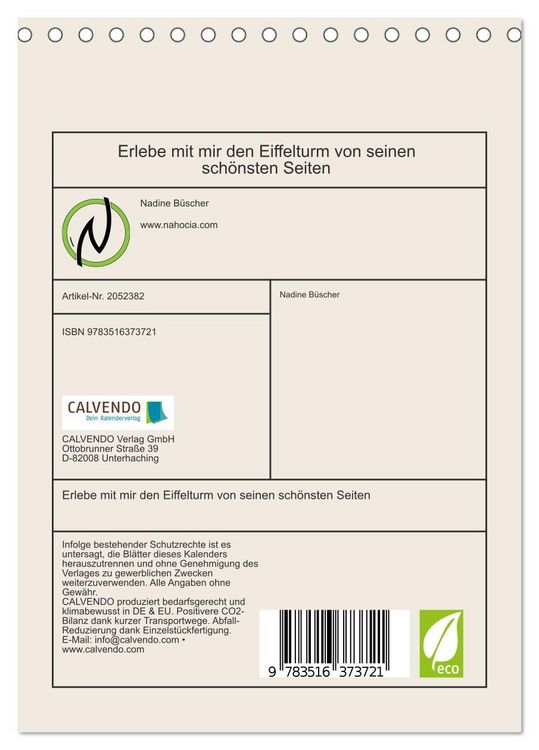 Produktbild: Erlebe mit mir den Eiffelturm von seinen sch&ouml;nsten Seiten (Tischkalender 2026 DIN A5 hoch), CALVENDO Monatskalender