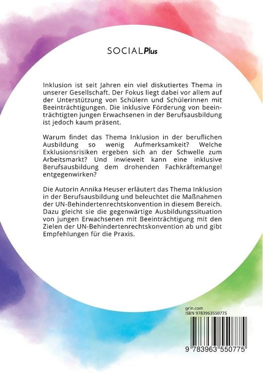 Produktbild: Inklusion in der beruflichen Ausbildung. Ma&szlig;nahmen der UN-Behindertenrechtskonvention zur F&ouml;rderung einer inklusiven Berufsausbildung