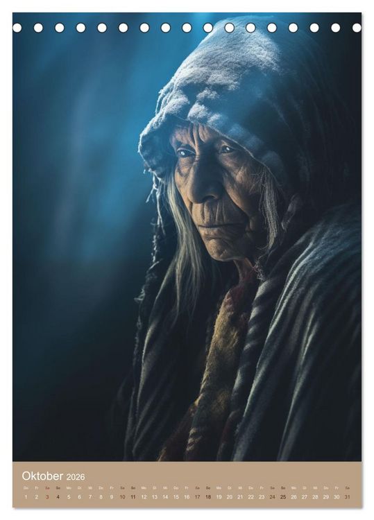 Produktbild: Schamanische Seelen: Mystische Indianerportraits (Tischkalender 2026 DIN A5 hoch), CALVENDO Monatskalender