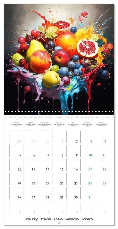Produktbild: Splash fruit&eacute; (Calendrier mural carr&eacute; 2026 30x30 cm) Calendrier double avec une page pour vos prises de notes