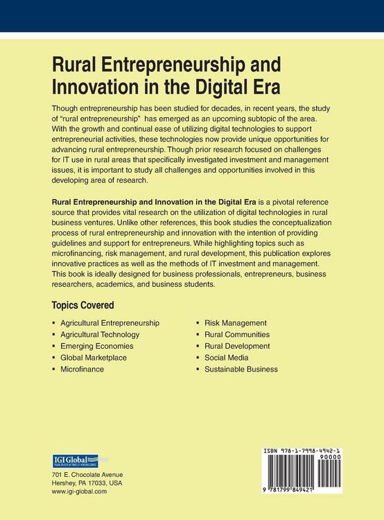 Produktbild: Rural Entrepreneurship and Innovation in the Digital Era