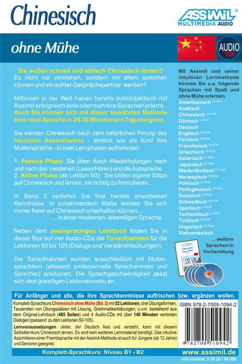 Produktbild: ASSiMiL Chinesisch ohne M&uuml;he Band 2 - Audio-Sprachkurs - Niveau B1-B2