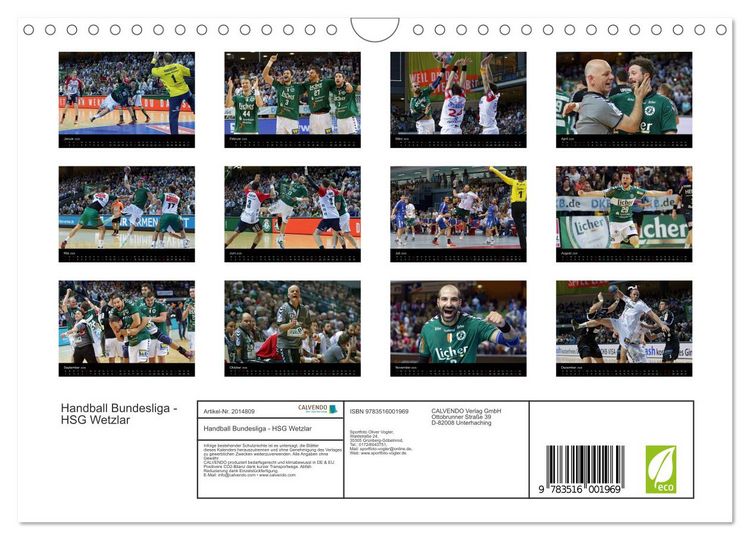 Produktbild: Handball Bundesliga - HSG Wetzlar (Wandkalender 2026 DIN A4 quer), CALVENDO Monatskalender