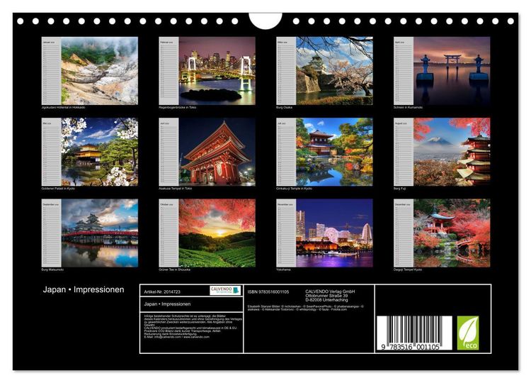Produktbild: Japan &bull; Impressionen (Wandkalender 2026 DIN A4 quer), CALVENDO Monatskalender