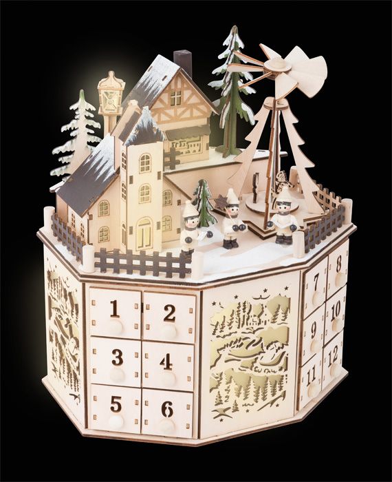 Produktbild: Small foot 10997 - Adventskalender Pyramide mit Beleuchtung, Holz, H&ouml;he 27cm
