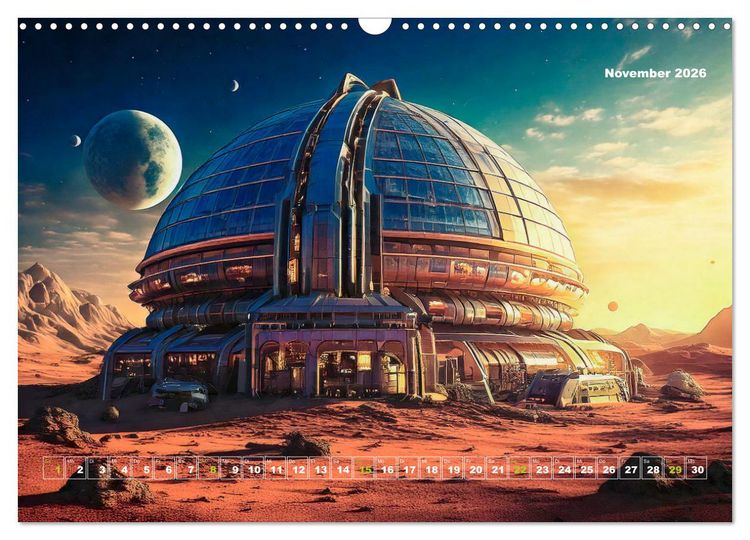 Produktbild: Pionierbauten auf fremden Planeten (Wandkalender 2026 DIN A3 quer), CALVENDO Monatskalender