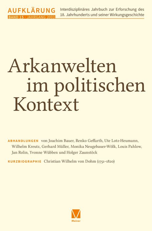 Produktbild: Aufkl&auml;rung, Band 15: Arkanwelten im politischen Kontext