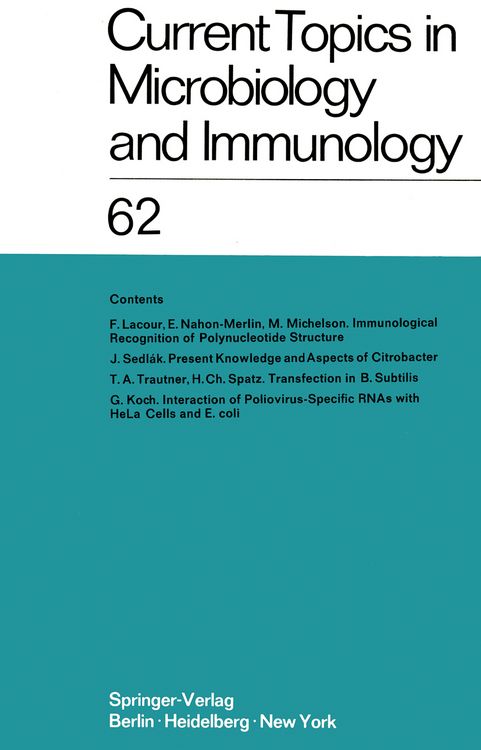 Produktbild: Current Topics in Microbiology and Immunology / Ergebnisse der Mikrobiologie und Immunit&auml;tsforschung