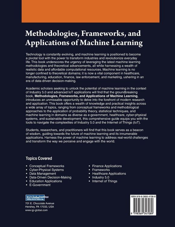 Produktbild: Methodologies, Frameworks, and Applications of Machine Learning