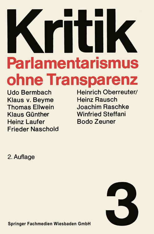 Produktbild: Parlamentarismus ohne Transparenz