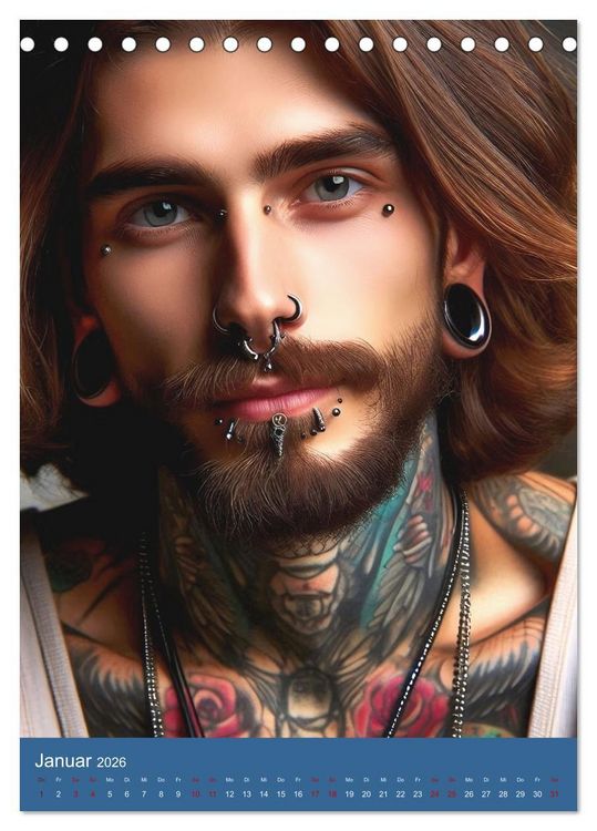 Produktbild: Tattoo und Piercing Men (Tischkalender 2026 DIN A5 hoch), CALVENDO Monatskalender