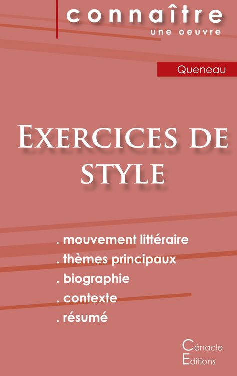 Produktbild: Fiche de lecture Exercices de style de Raymond Queneau (Analyse litt&eacute;raire de r&eacute;f&eacute;rence et r&eacute;sum&eacute; complet)