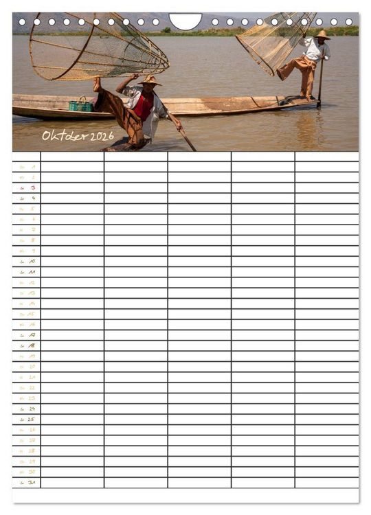Produktbild: Goldenes Myanmar - Familienkalender 2026 (Wandkalender 2026 DIN A4 hoch), CALVENDO Monatskalender