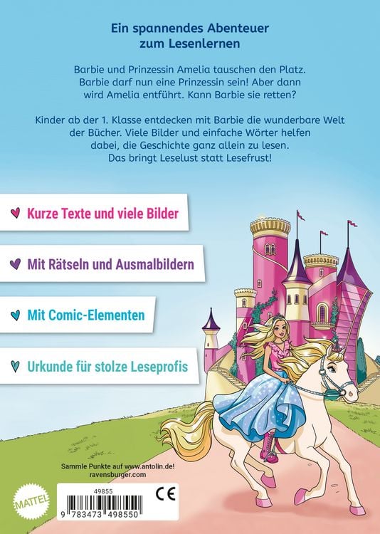 Produktbild: Barbie Princess Adventure: Prinzessin f&uuml;r einen Tag - Erstlesebuch zum Lesenlernen