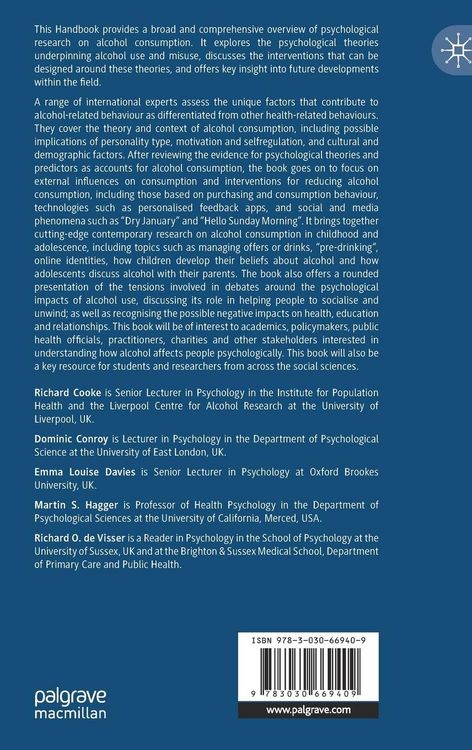 Produktbild: The Palgrave Handbook of Psychological Perspectives on Alcohol Consumption