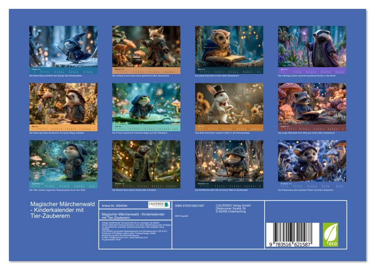 Produktbild: Magischer M&auml;rchenwald - Kinderkalender mit Tier-Zauberern (Wandkalender 2026 DIN A4 quer), CALVENDO Monatskalender