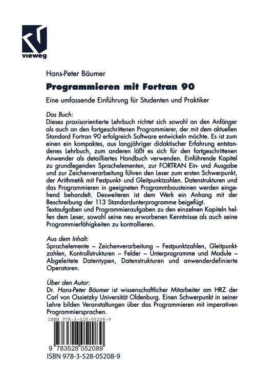 Produktbild: Programmieren mit Fortran 90