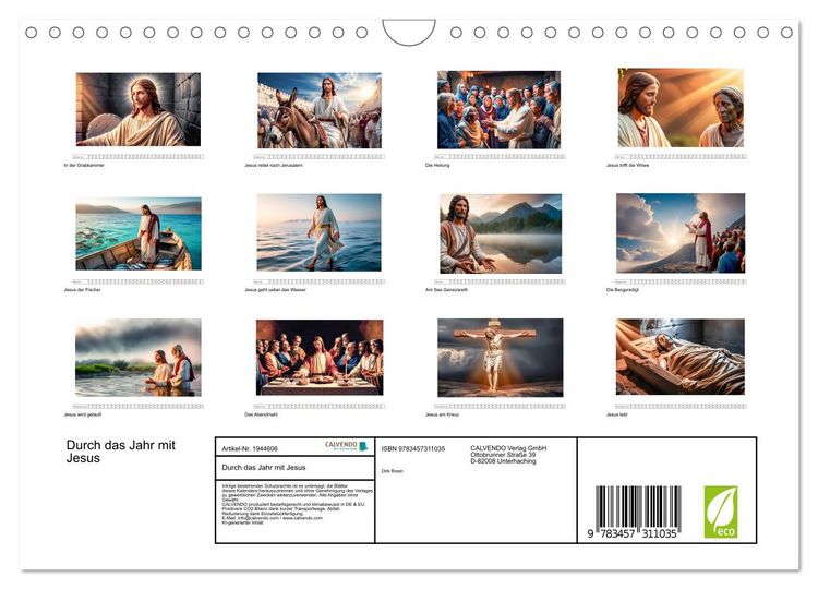 Produktbild: Durch das Jahr mit Jesus (Wandkalender 2026 DIN A4 quer), CALVENDO Monatskalender