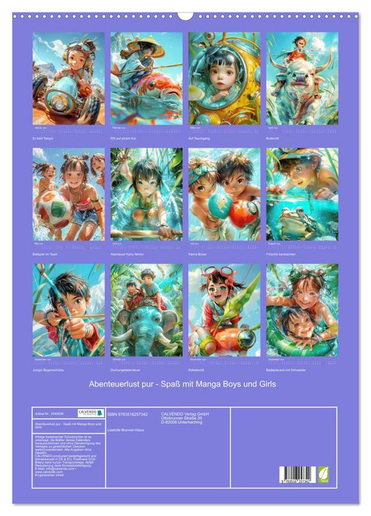 Produktbild: Abenteuerlust pur - Spa&szlig; mit Manga Boys und Girls (Wandkalender 2026 DIN A2 hoch), CALVENDO Monatskalender
