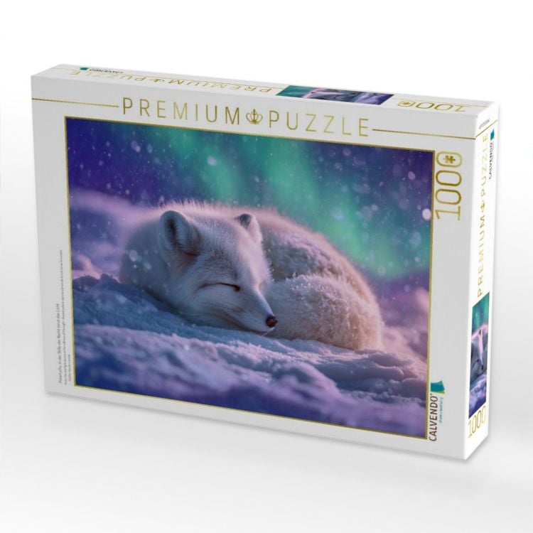 Produktbild: CALVENDO Puzzle Polarfuchs, in der Stille der Nacht tanzt das Licht | 1000 Teile Lege-Gr&ouml;&szlig;e 64x48cm Foto-Puzzle f&uuml;r gl&uuml;ckliche Stunden
