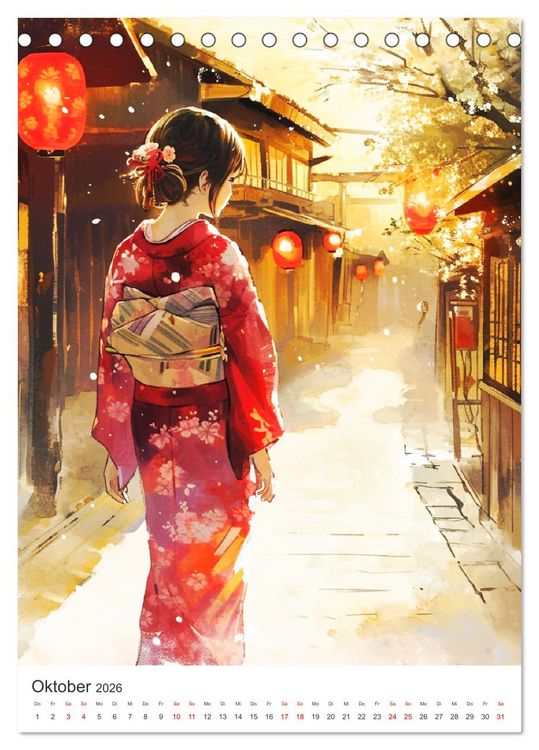 Produktbild: Japan. Impressionen im Aquarell-Stil (Tischkalender 2026 DIN A5 hoch), CALVENDO Monatskalender