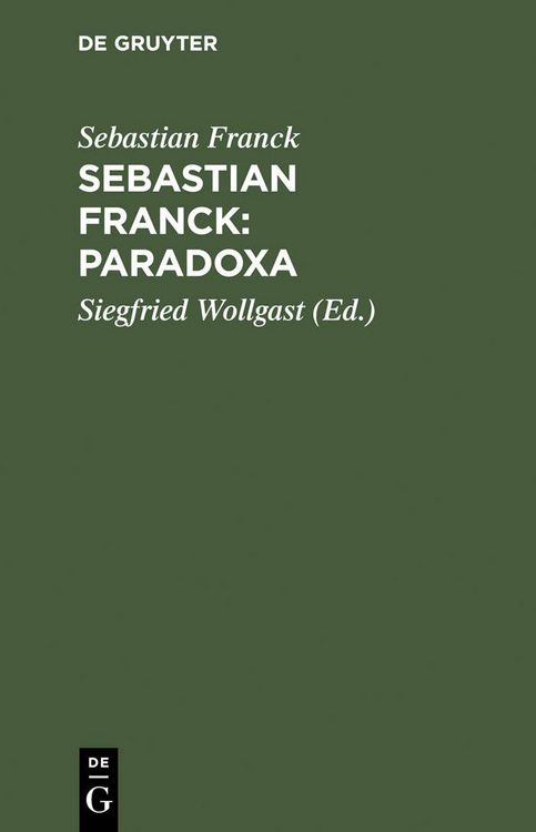 Produktbild: Sebastian Franck: Paradoxa