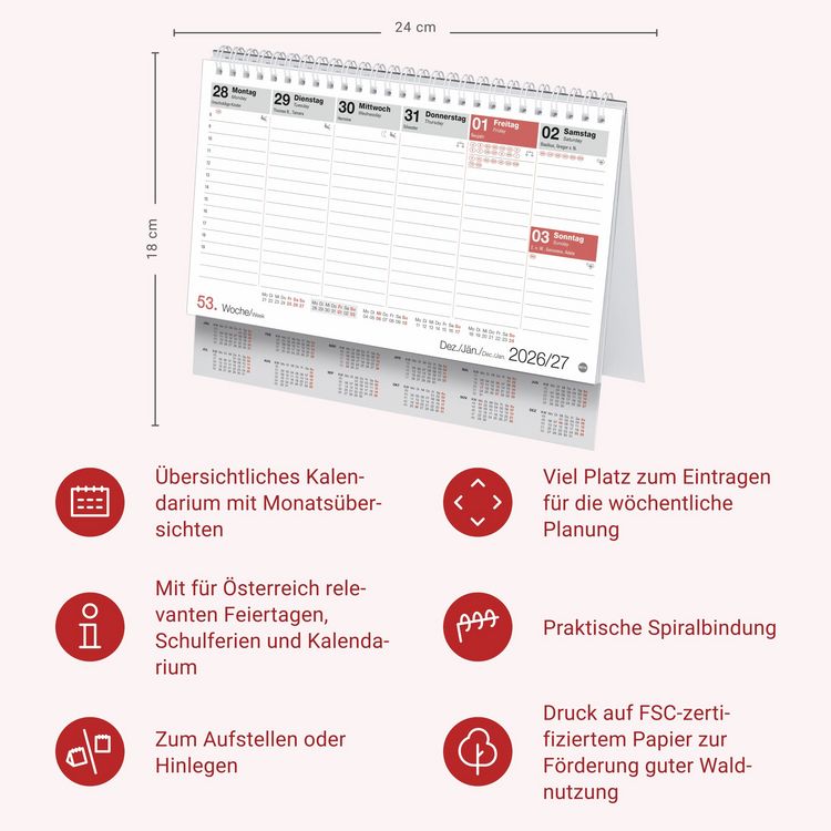 Produktbild: Schreibtischkalender &Ouml;sterreich klein 2027