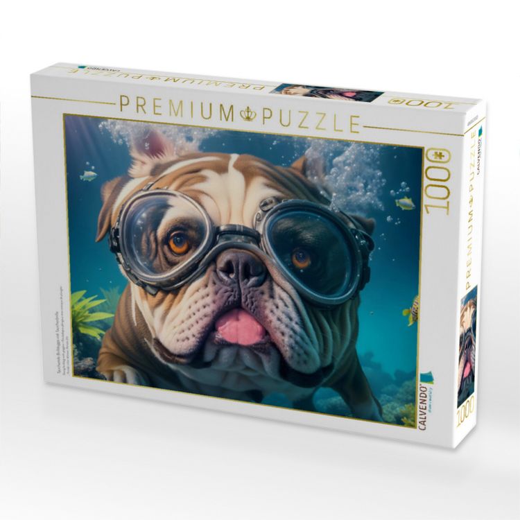Produktbild: CALVENDO Puzzle Tauchende Bulldogge mit Taucherbrille | 1000 Teile Lege-Gr&ouml;&szlig;e 64x48cm Foto-Puzzle f&uuml;r gl&uuml;ckliche Stunden