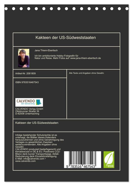 Produktbild: Kakteen der US-S&uuml;dweststaaten (Tischkalender 2026 DIN A5 hoch), CALVENDO Monatskalender