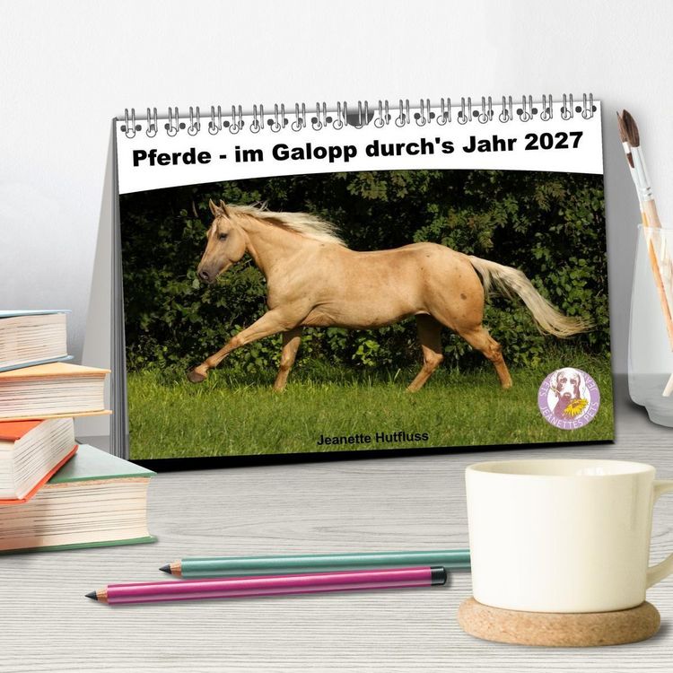 Produktbild: Pferde - im Galopp durch's Jahr 2027 (Tischkalender 2027 DIN A5 quer), CALVENDO Monatskalender