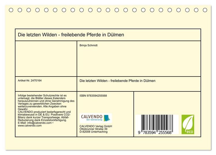 Produktbild: Die letzten Wilden - freilebende Pferde in D&uuml;lmen (Tischkalender 2027 DIN A5 quer), CALVENDO Monatskalender