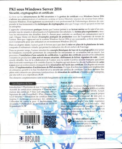 Produktbild: PKI sous Windows Server 2016 - S&eacute;curit&eacute;, cryptographie et certificats