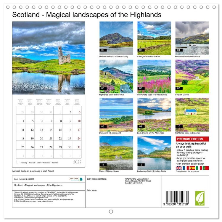 Produktbild: Scotland - Magical landscapes of the Highlands (Wall Calendar 2027 12 &times; 12 Inch) CALVENDO 12 Month Wall Calendar