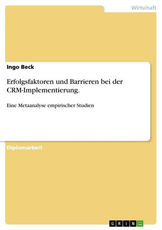 Produktbild: Erfolgsfaktoren und Barrieren bei der CRM-Implementierung - Eine Metaanalyse empirischer Studien