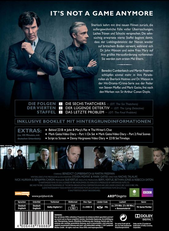 Produktbild: Sherlock - Staffel 4 [2 DVDs]