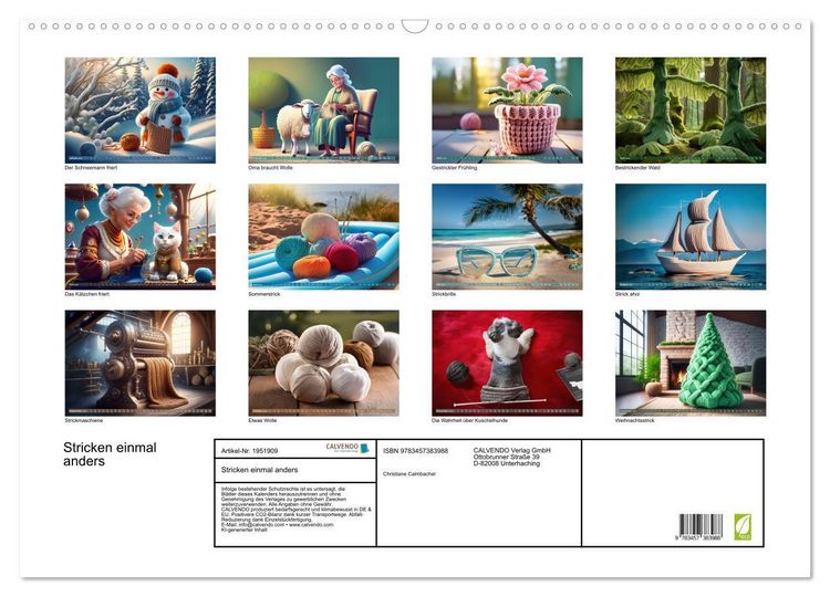 Produktbild: Stricken einmal anders (Wandkalender 2026 DIN A2 quer), CALVENDO Monatskalender