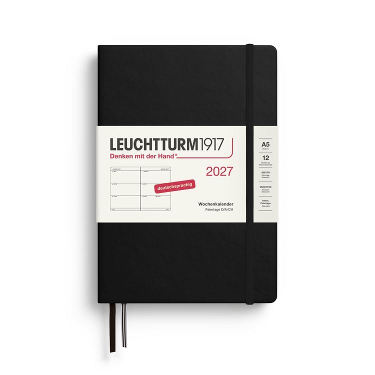 Produktbild: Wochenkalender Medium (A5) 2027, Schwarz, Deutsch