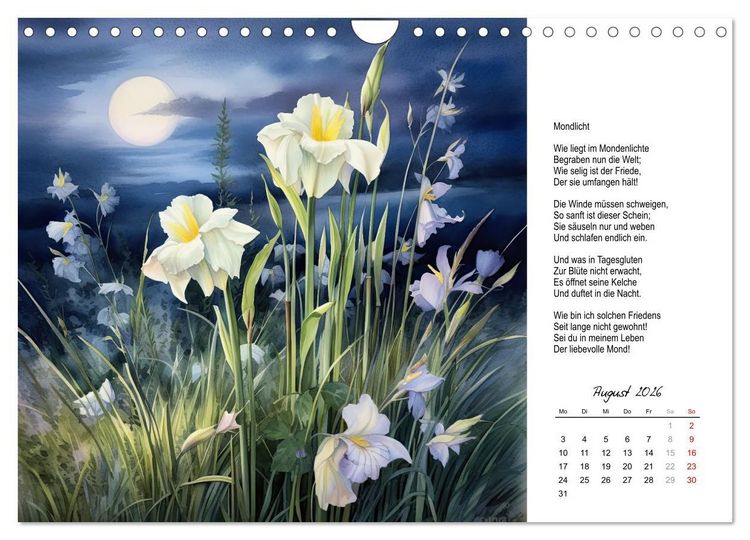Produktbild: Gedichte von Theodor Storm (Wandkalender 2026 DIN A4 quer), CALVENDO Monatskalender