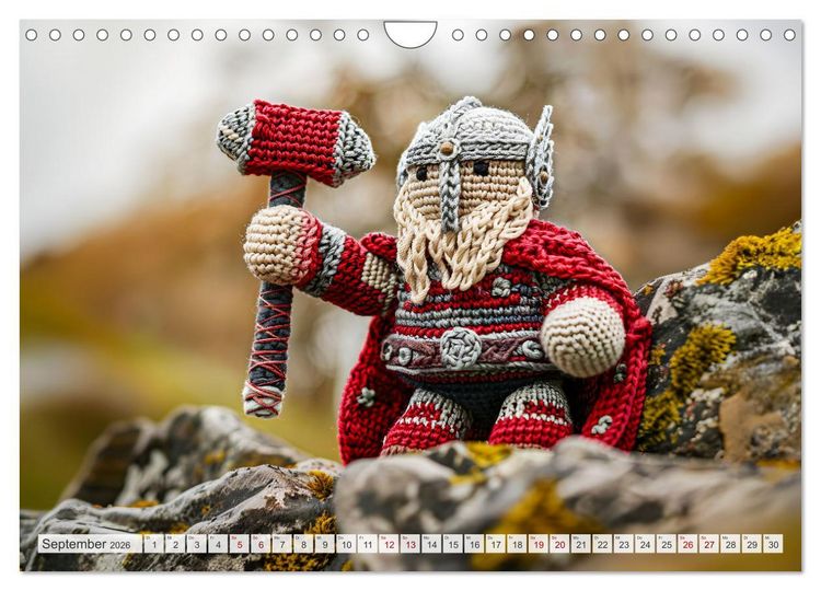 Produktbild: Zauberhafte Wikinger - Nordische Mythologie aus H&auml;kel- und Strickwolle (Wandkalender 2026 DIN A4 quer), CALVENDO Monatskalender