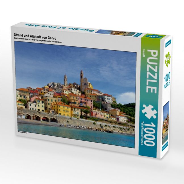 Produktbild: CALVENDO Puzzle Strand und Altstadt von Cervo | 1000 Teile Lege-Gr&ouml;&szlig;e 64x48cm Foto-Puzzle f&uuml;r gl&uuml;ckliche Stunden