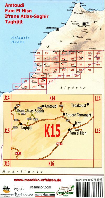 Produktbild: K15: Amtoudi - Fam El Hisn - Ifrane - Taghjijt 1:120.000 + GPS-Waypoints