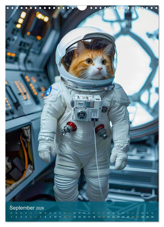 Produktbild: Katzen im All - Katzenastronauten im Kosmos (Wandkalender 2026 DIN A3 hoch), CALVENDO Monatskalender