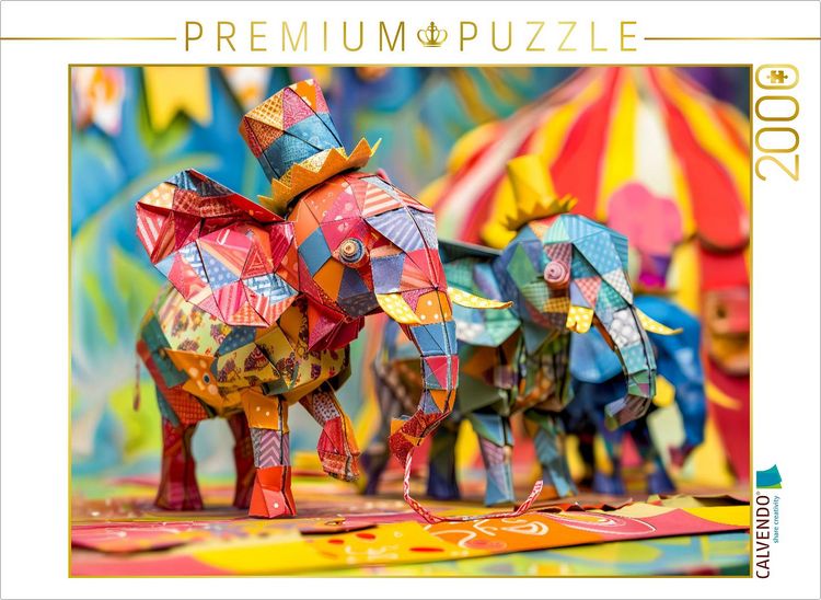 Produktbild: CALVENDO Puzzle Elefanten aus Papier. Origami-Zirkus. | 2000 Teile Lege-Gr&ouml;&szlig;e 90x67cm Foto-Puzzle f&uuml;r gl&uuml;ckliche Stunden