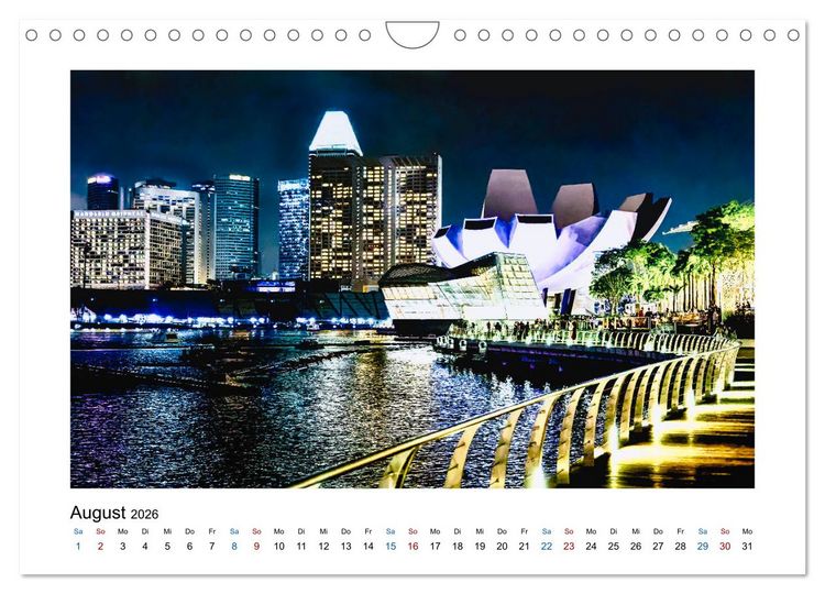 Produktbild: Singapur - Asiatische Metropole bei Nacht (Wandkalender 2026 DIN A4 quer), CALVENDO Monatskalender