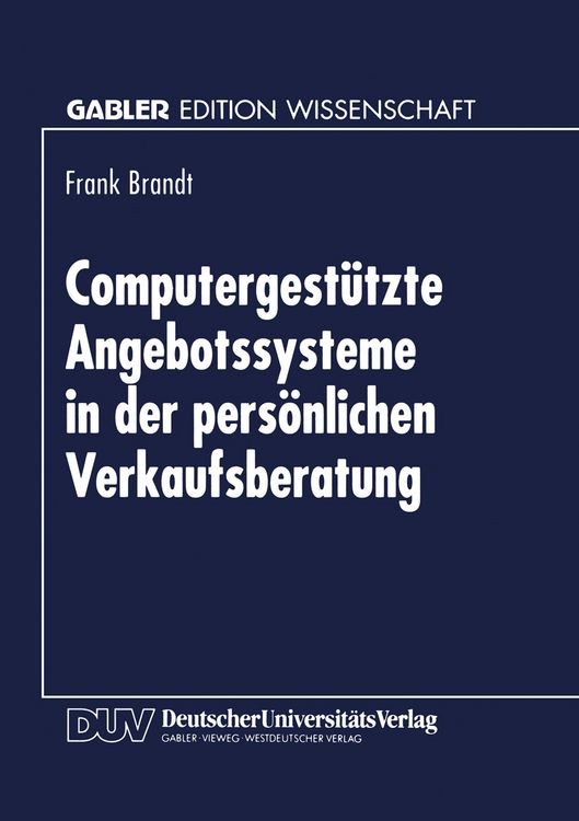 Produktbild: Computergest&uuml;tzte Angebotssysteme in der pers&ouml;nlichen Verkaufsberatung