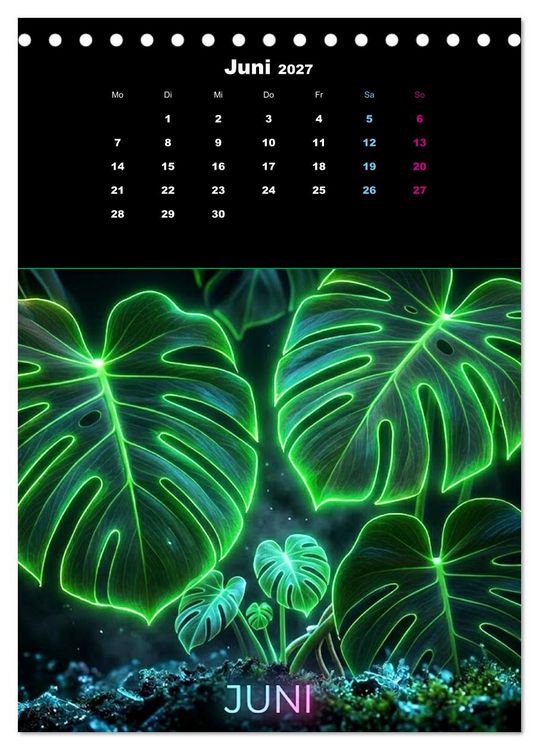 Produktbild: Neon Botanicals - Flora im Lichtrausch (Tischkalender 2027 DIN A5 hoch), CALVENDO Monatskalender