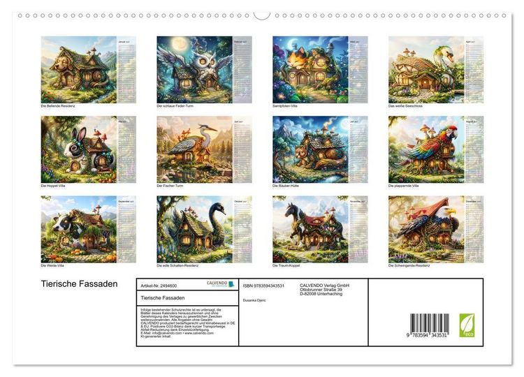 Produktbild: Tierische Fassaden (hochwertiger Premium Wandkalender 2027 DIN A2 quer), Kunstdruck in Hochglanz